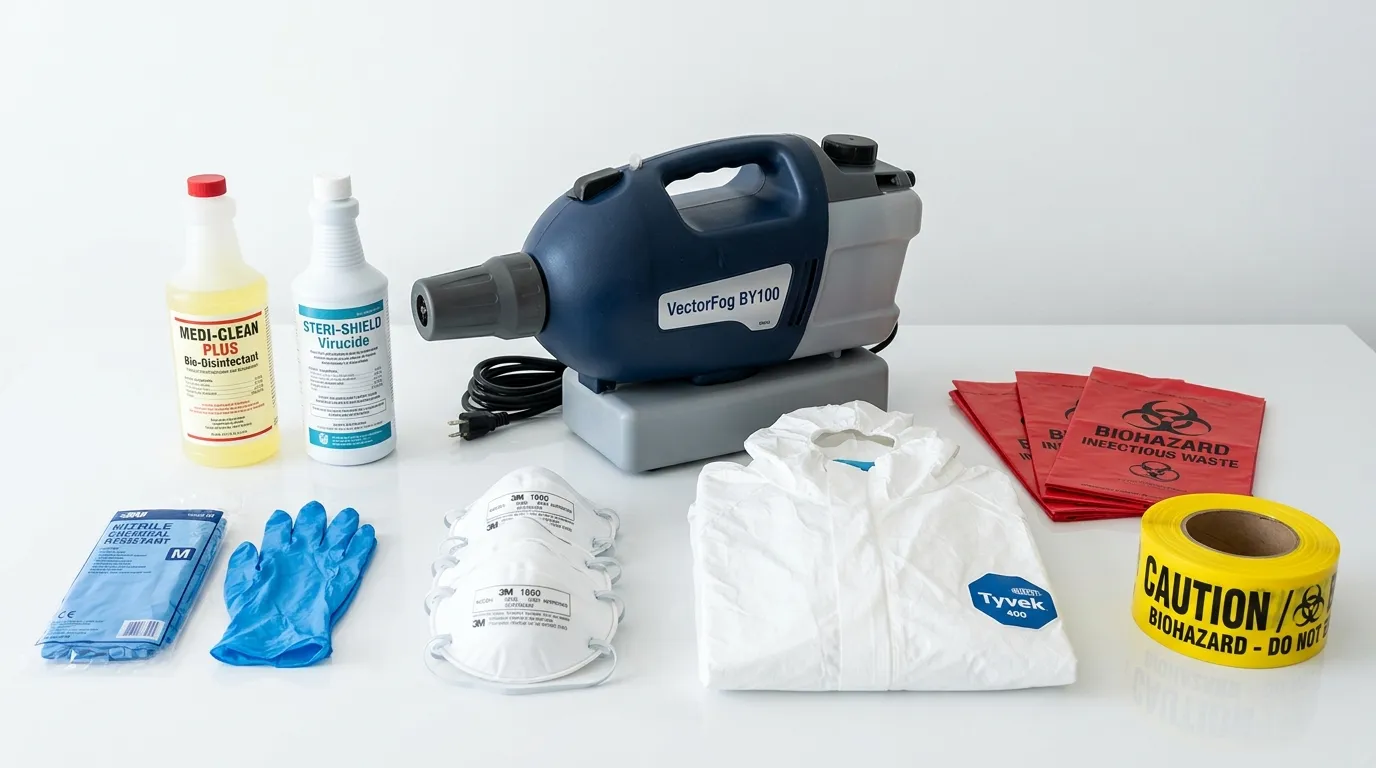 Professional biohazard remediation crew working in East Garden City